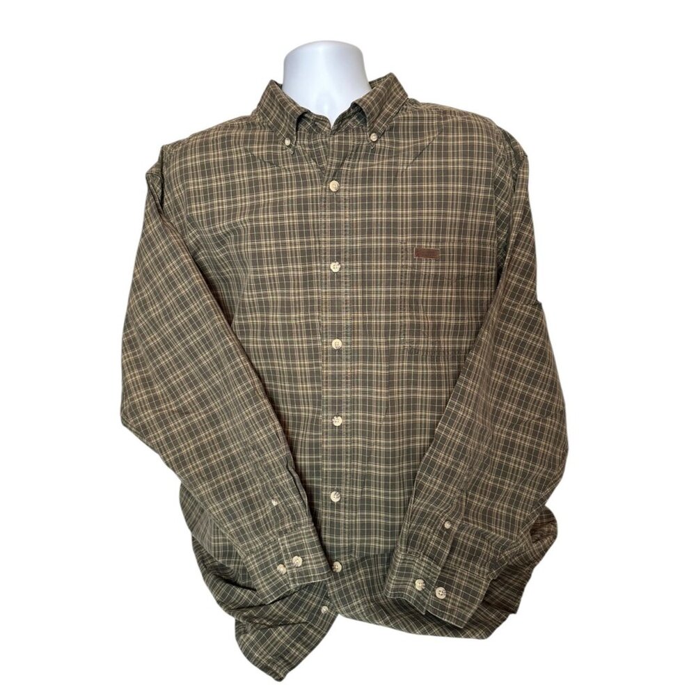 Carhartt Mens Long-Sleeve Plaid Button-Up Shirt 2XL S130GRN